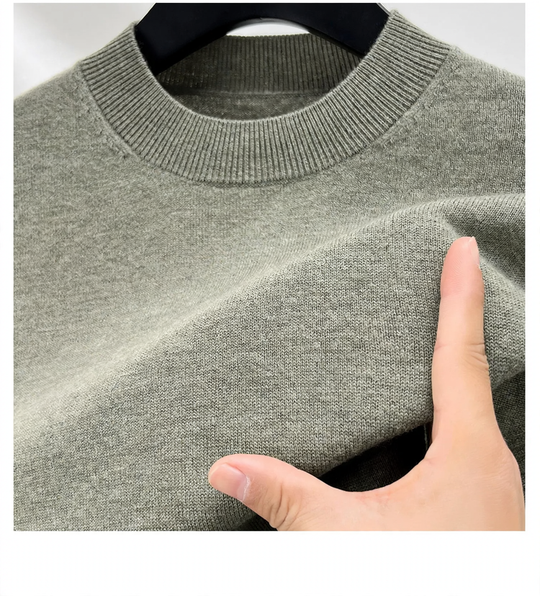 Herren-Wollpullover, 100% Wolle, Stehkragen, dick