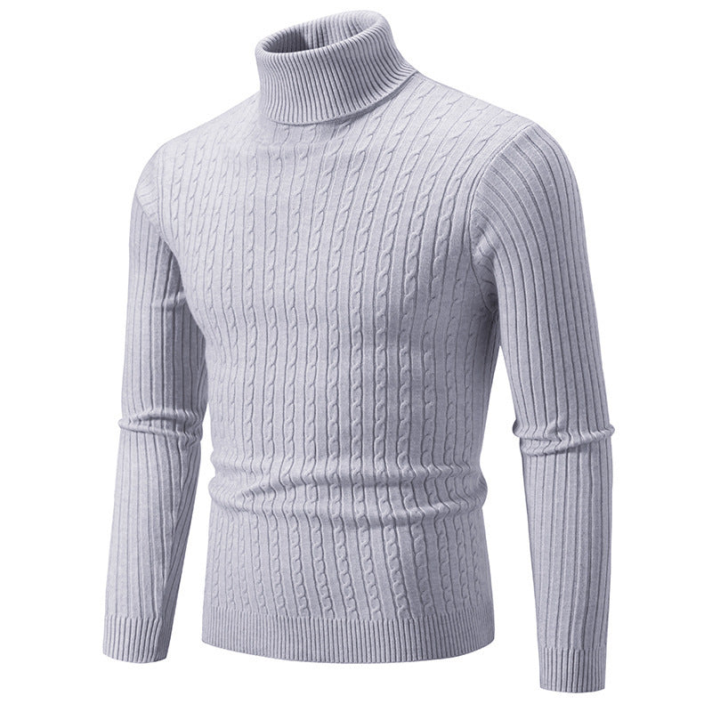 Herren-Rollkragenpullover, Zopfmuster, klassisch