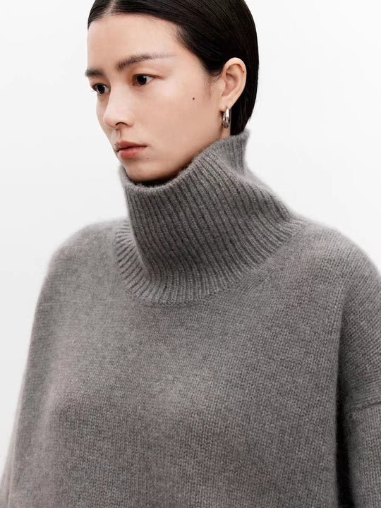 Damen-Rollkragenpullover, Oversize, für Herbst und Winter