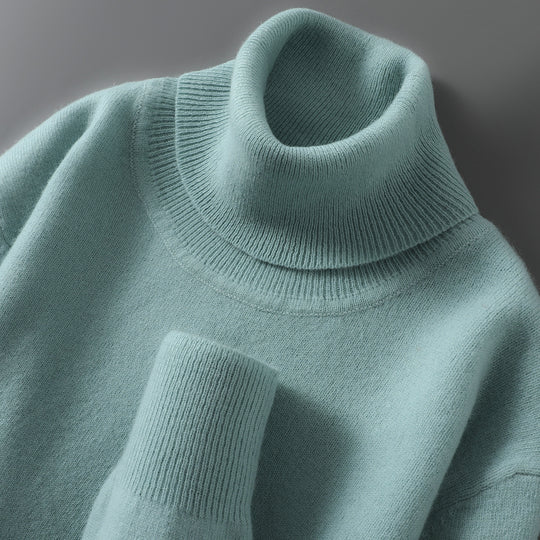 Herren-Wollpullover, 100% Wolle, Stehkragen, Business-Stil