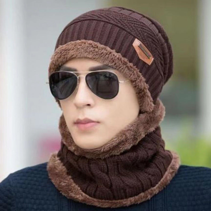 Strickmütze mit Schal, gefüttert, Herren, Winter