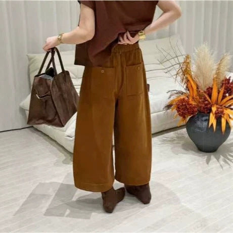 Kord-Hosen mit weitem Bein, High-Waist, Herbst/Winter