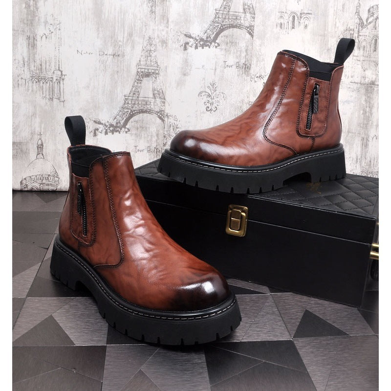 Herren Chelsea-Stiefel, gefüttert, Leder, für den Winter