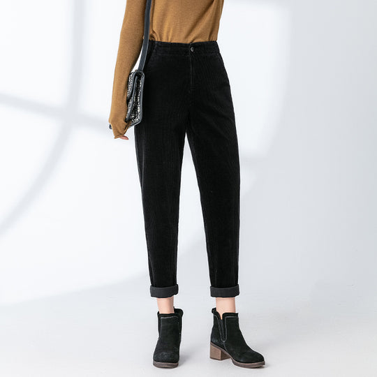 Damen-Cordhose, lockerer Schnitt, 7/8-Länge