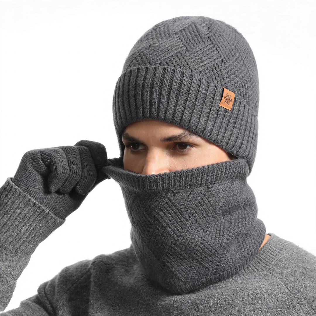 Winter-Set: Strickmütze, Schal und Handschuhe