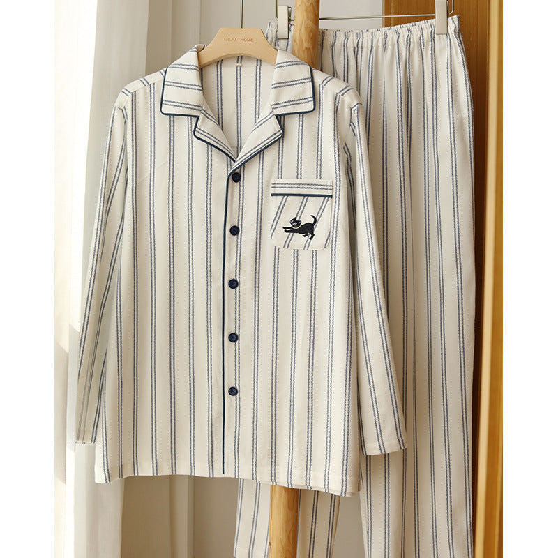 Partner-Pyjama aus Baumwoll-Flanell mit Stickerei