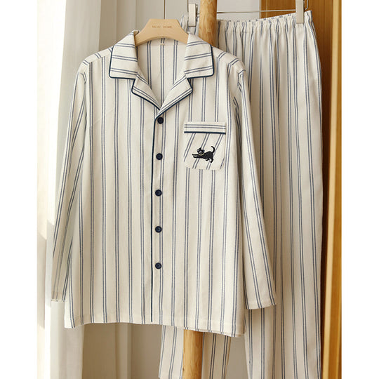 Partner-Pyjama aus Baumwoll-Flanell mit Stickerei