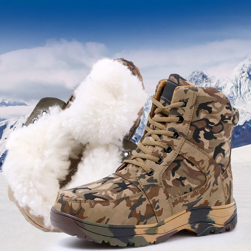 Gefütterte Herren-Winterstiefel aus Lammfell