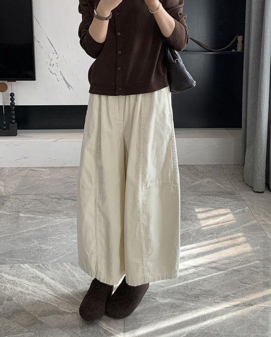 Damen-Kordhose, weit geschnitten, 7/8-Länge