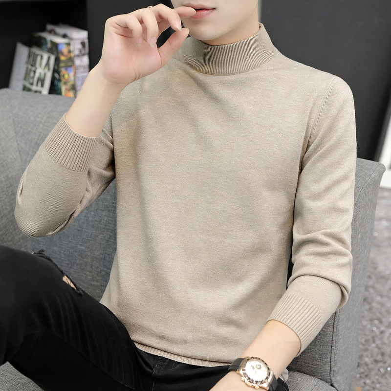 Herren-Strickpullover mit halbem Kragen, wärmeisolierend