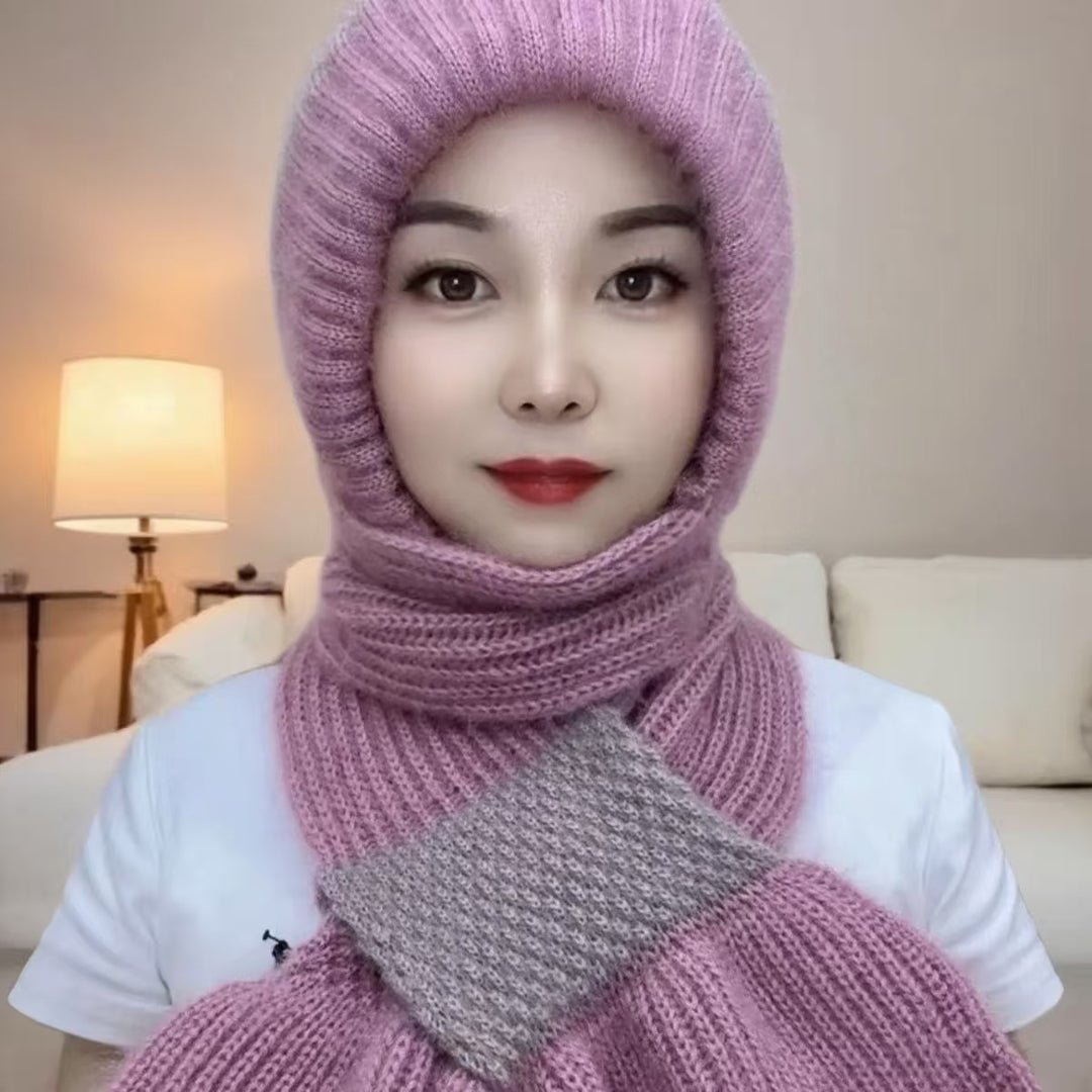 Strickmützen- und Schal-Set, gefüttert, Winter