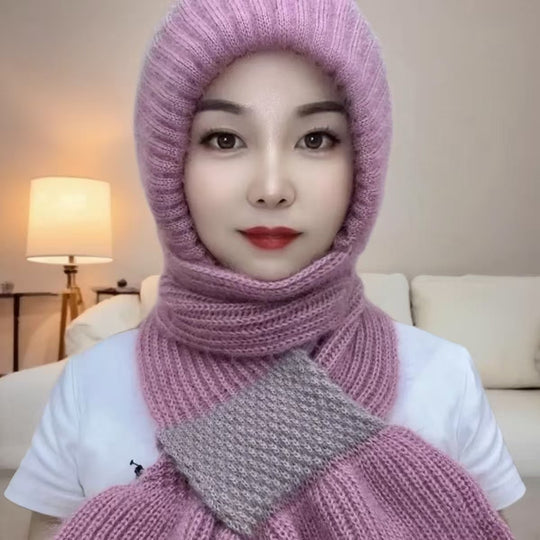 Strickmützen- und Schal-Set, gefüttert, Winter