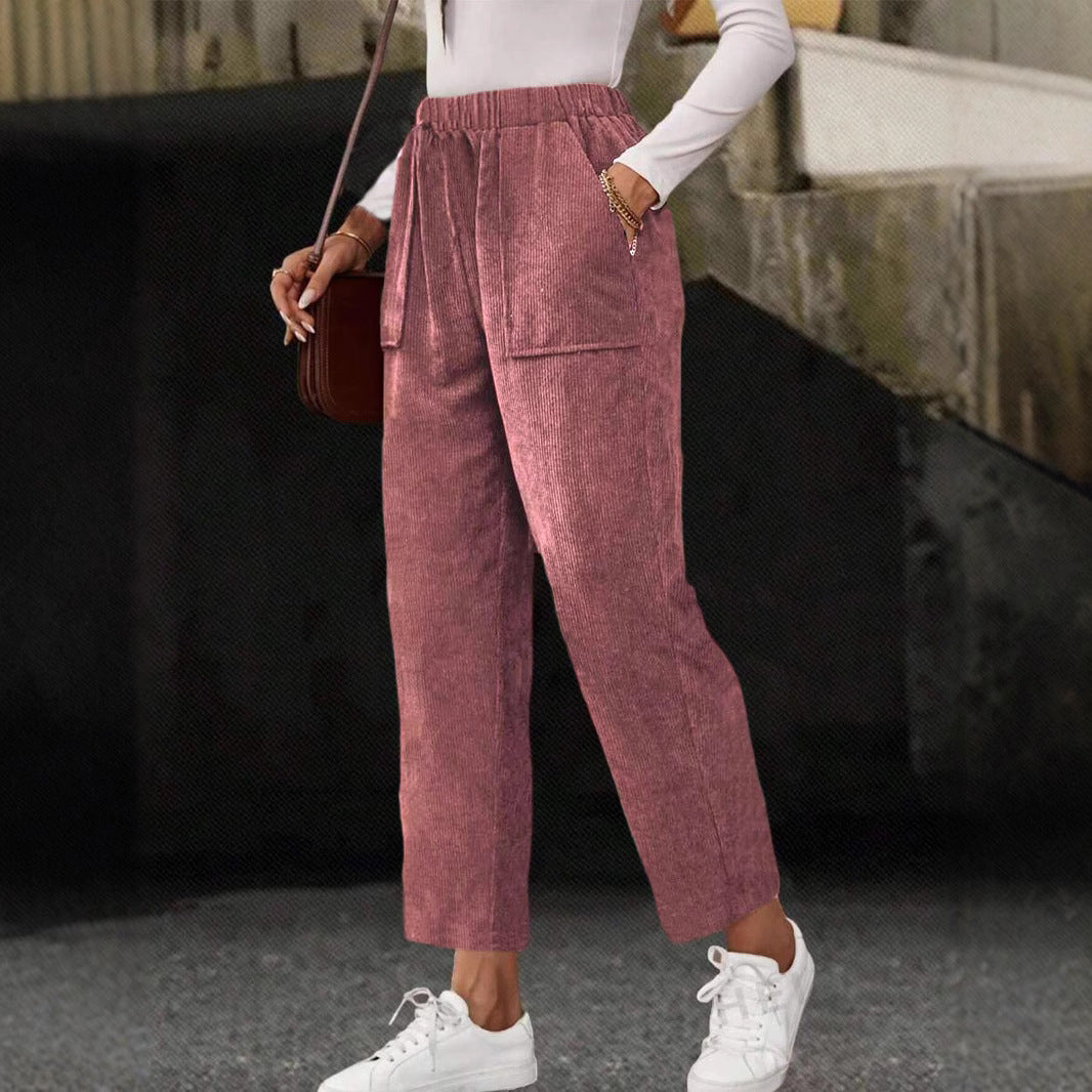 Damen-Cordhose, gerade geschnitten, mit Taschen