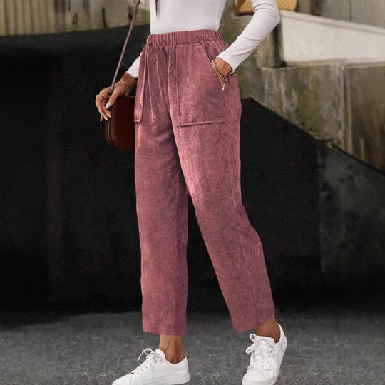 Damen-Cordhose, gerade geschnitten, mit Taschen