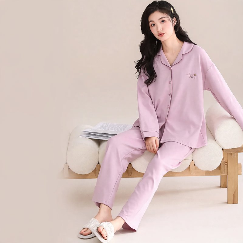Damen-Pyjama-Set aus Baumwolle mit integrierten Pads