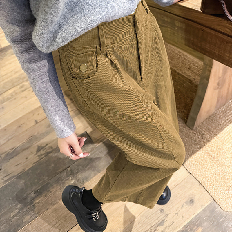 Vintage Cord-Culotte, weit geschnitten, knöchellang