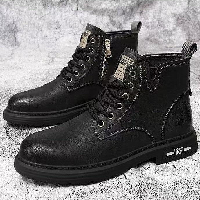 Herren-Stiefel, leicht, Vintage-Stil, Schnürstiefel