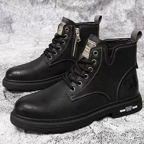 Herren-Stiefel, leicht, Vintage-Stil, Schnürstiefel