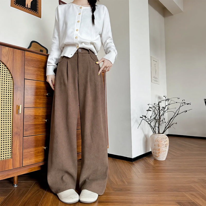 Damen-Cordhose mit weitem Bein und geradem Schnitt