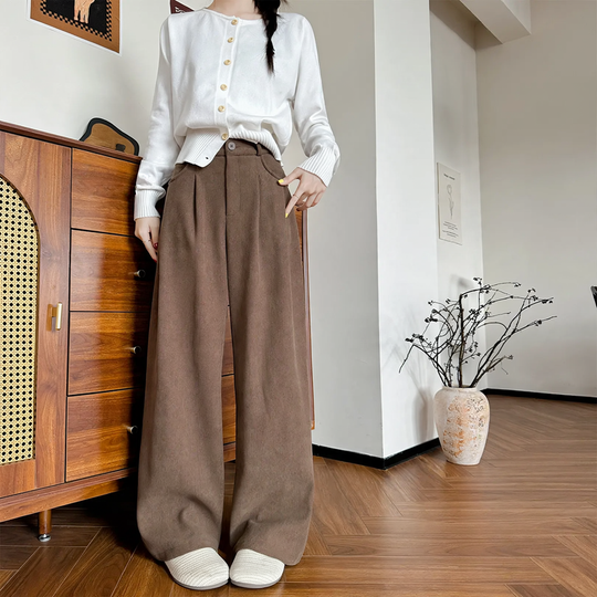 Damen-Cordhose mit weitem Bein und geradem Schnitt
