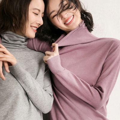 Damen-Rollkragenpullover, schmal geschnitten