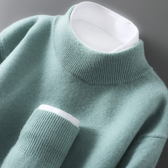 Herren-Wollpullover mit Stehkragen, 100% Wolle