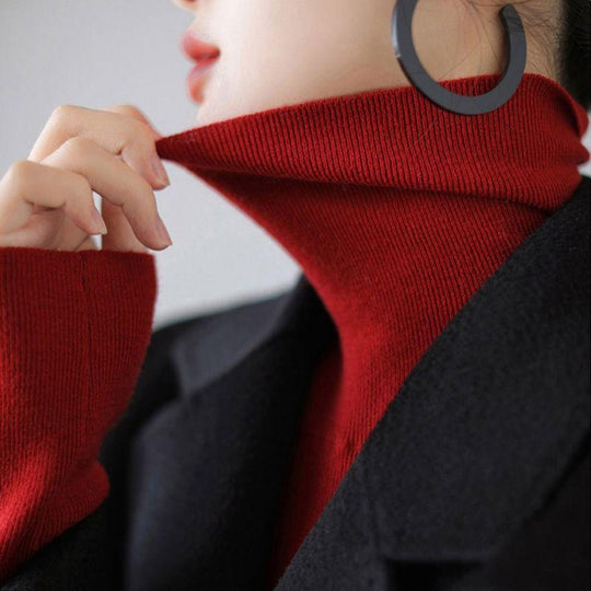 Damen-Pullover mit Stehkragen, schmal geschnitten