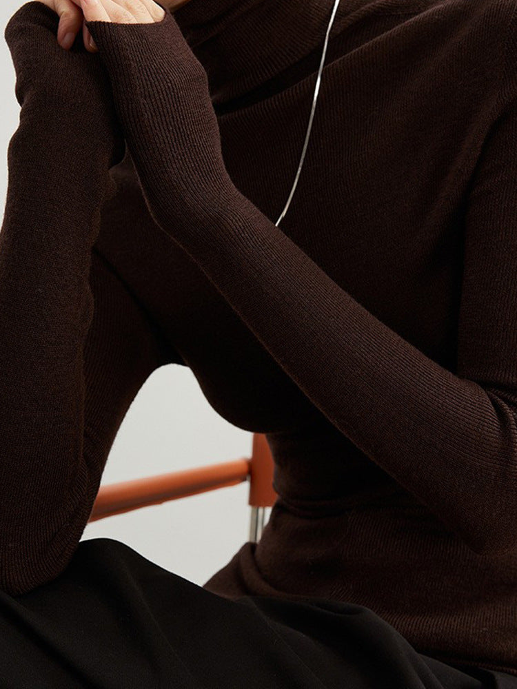 Damen-Rollkragenpullover, 100% Wolle, nahtlos