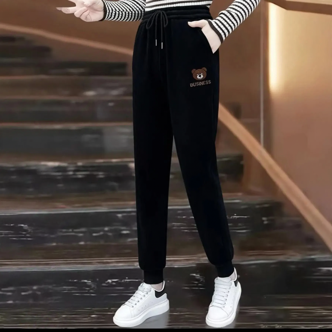 Gefütterte Damen-Cord-Jogginghose mit Bündchen