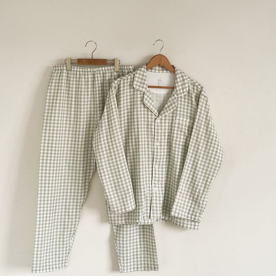 Baumwoll-Schlafanzug, Doppelgaze, Langarm, Unisex