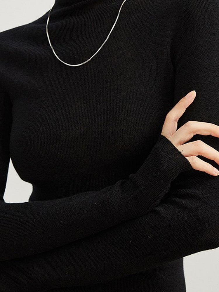 Damen-Rollkragenpullover, 100% Wolle, nahtlos