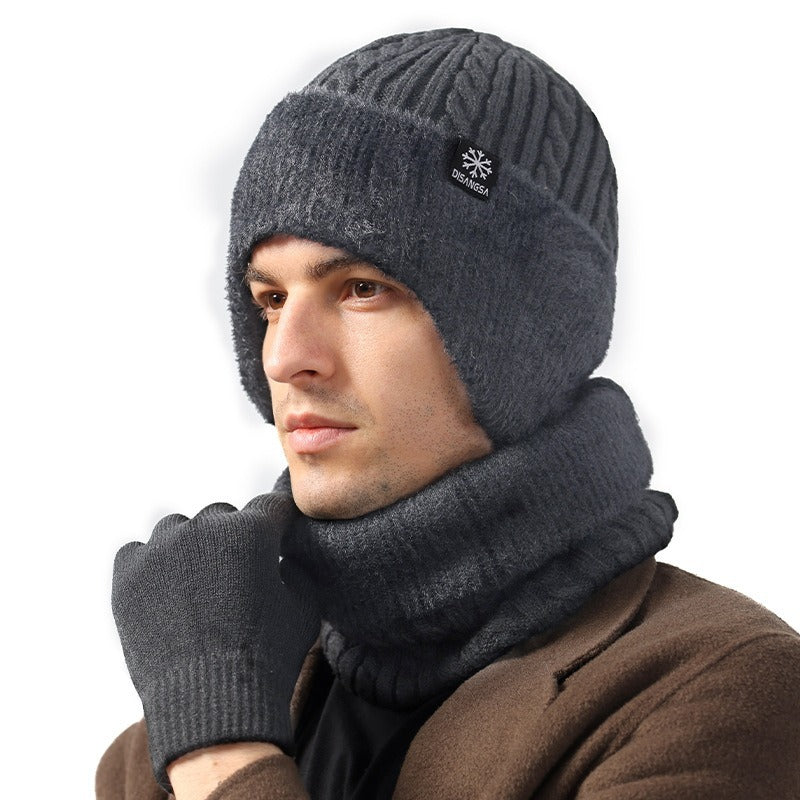 Herren Strick-Set: Dicke Mütze und Nackenschutz