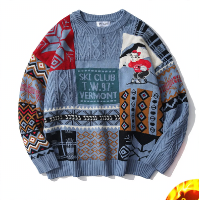 Gefütterter Strickpullover mit Rautenmuster