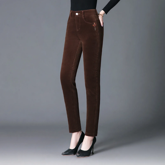 Damen-Cordhose, gerade, gefüttert, elastisch