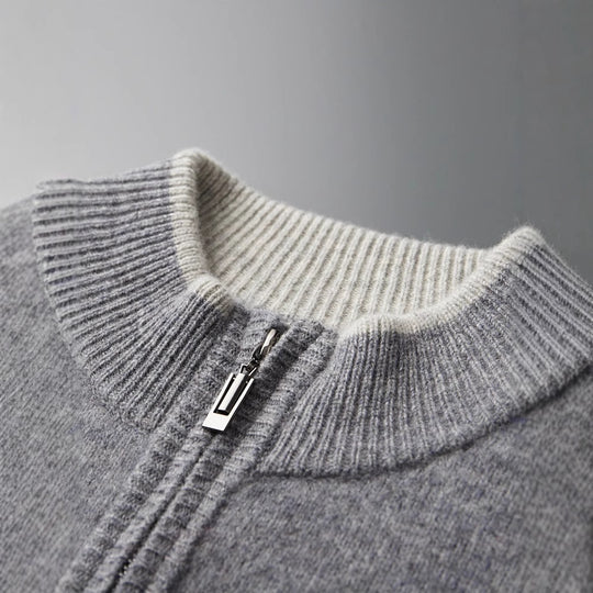 Herren-Strickjacke mit Reißverschluss und Stehkragen