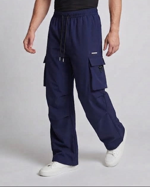 Herren Freizeit Cargo-Baggy-Hosen mit Kordelzug, multifunktionale Taschen und geradem Bein Nord Taschen