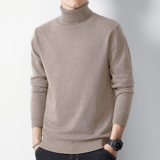 Herren-Strickpullover mit hohem Kragen, körperbetont