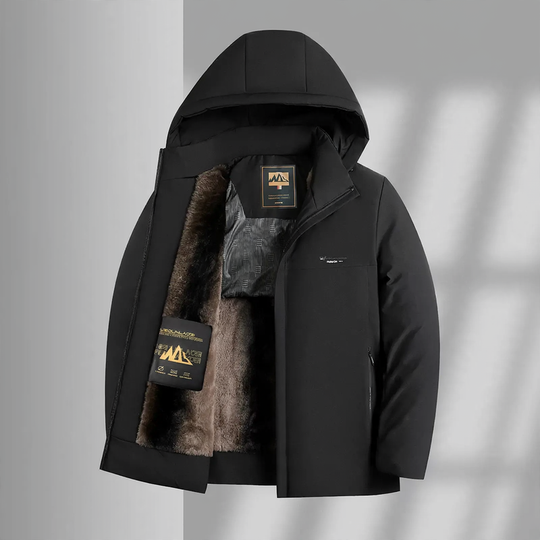 Gefütterte Herren-Winterjacke mit abnehmbarem Kragen