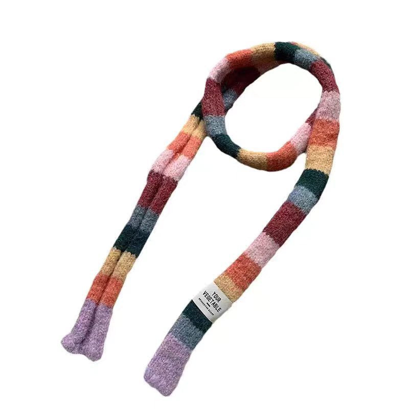Schmaler Schal mit Farbstreifen, 170x10cm