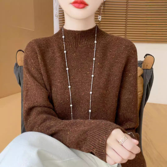 Damen-Pullover aus reiner Wolle mit Stehkragen