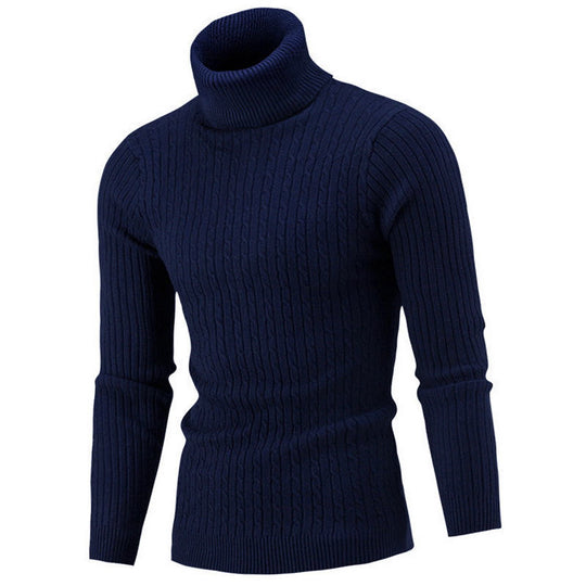 Herren-Strickpullover mit Rollkragen und Zopfmuster