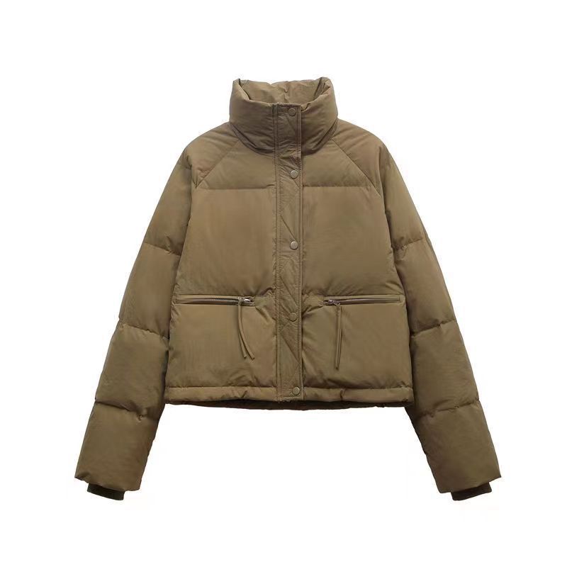 Kurze Damen-Steppjacke mit Stehkragen