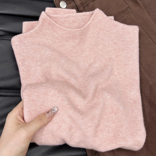 Damen-Strickpullover mit Stehkragen, vielseitiges Basic