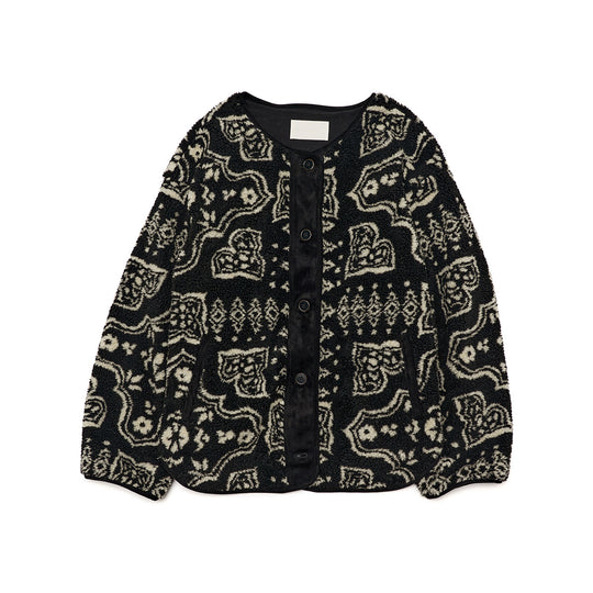 Damen-Plüschjacke mit Rundhalsausschnitt und Muster, Modell H9965