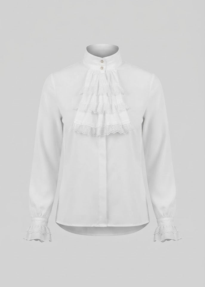 Damen Rüschenshirt mit elegantem Kragen Nord Taschen