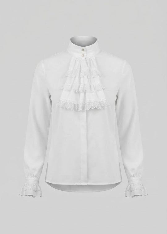 Damen Rüschenshirt mit elegantem Kragen Nord Taschen