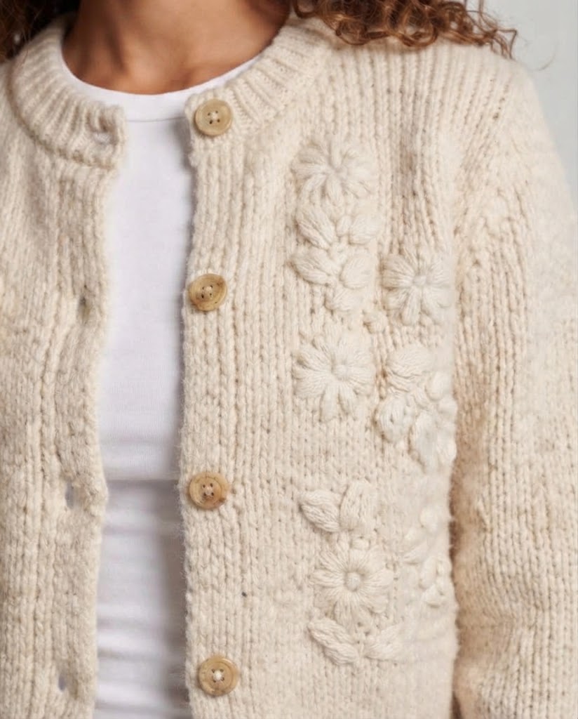 Damen Grobstrick-Cardigan mit Bobble‑Details, Rundhalsausschnitt und Perlmuttknopfleiste Nord Taschen