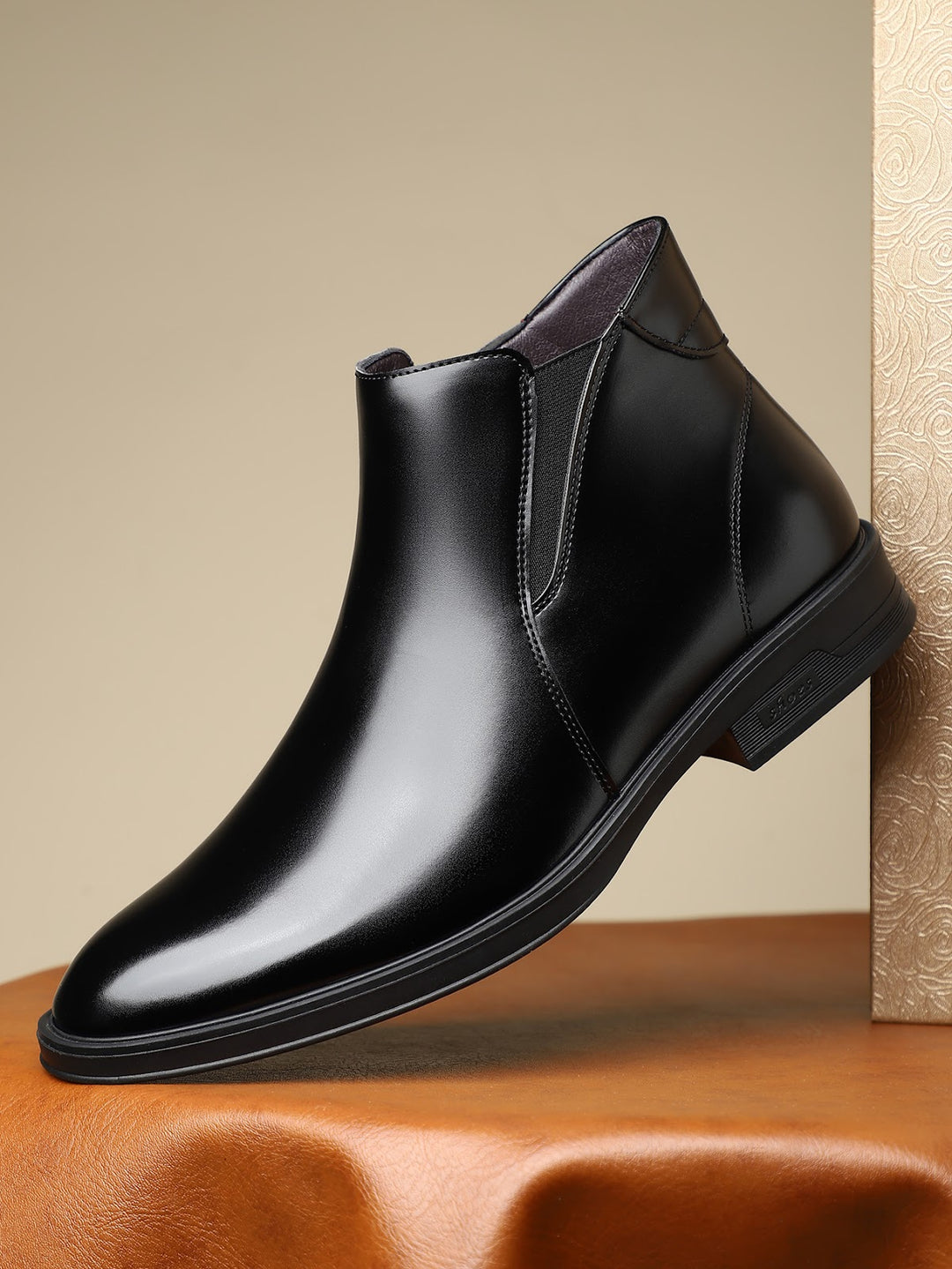 Herren-Chelsea-Stiefel, spitz zulaufend, Blockabsatz