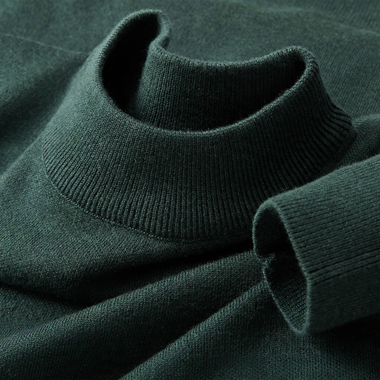 Herren-Wollpullover mit Stehkragen und Fleecefutter