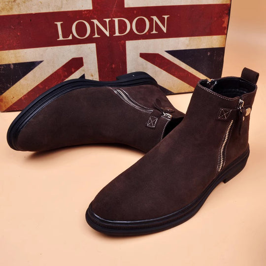 Herren-Lederstiefel, gefüttert, im britischen Stil